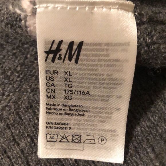 H&M XL Gray with White Stripes Wool Blend Sweater - Picture 11 of 12